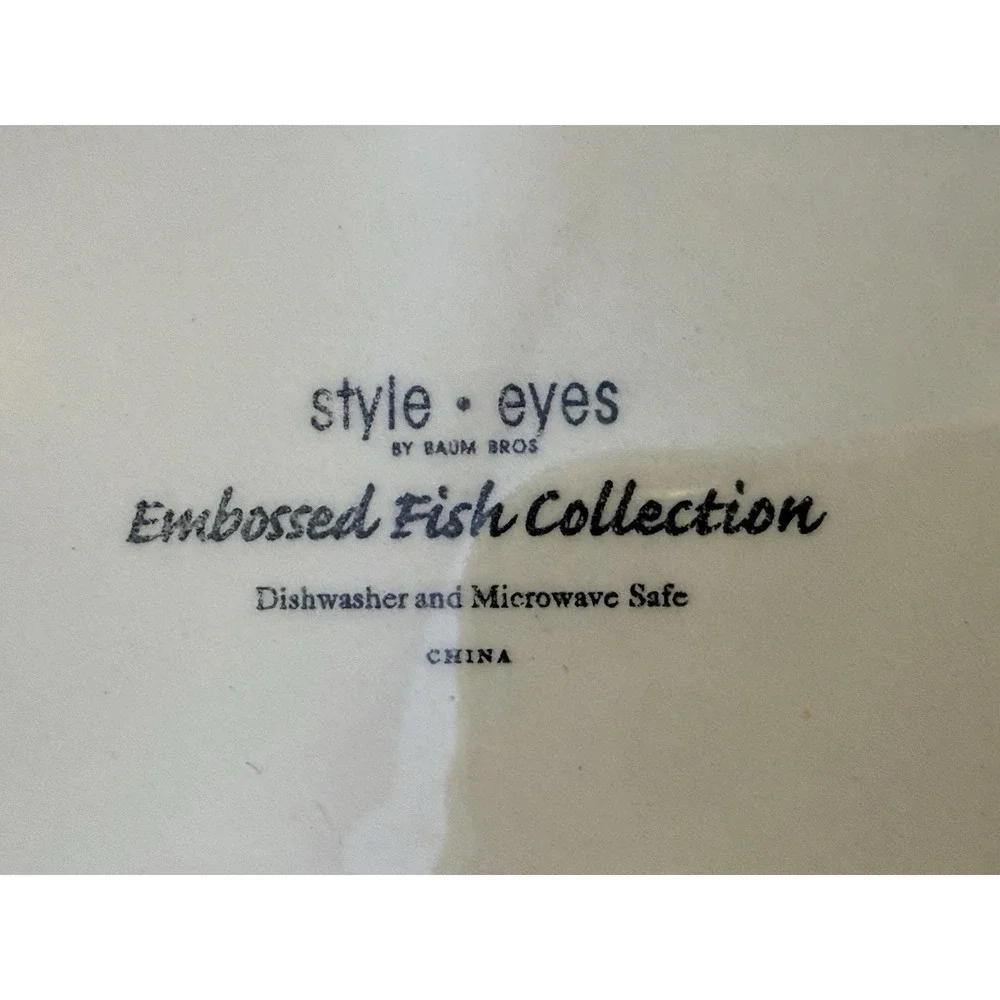 Vintage Style•Eyes By Baum Bros Embossed Fish Collection Orange Platter